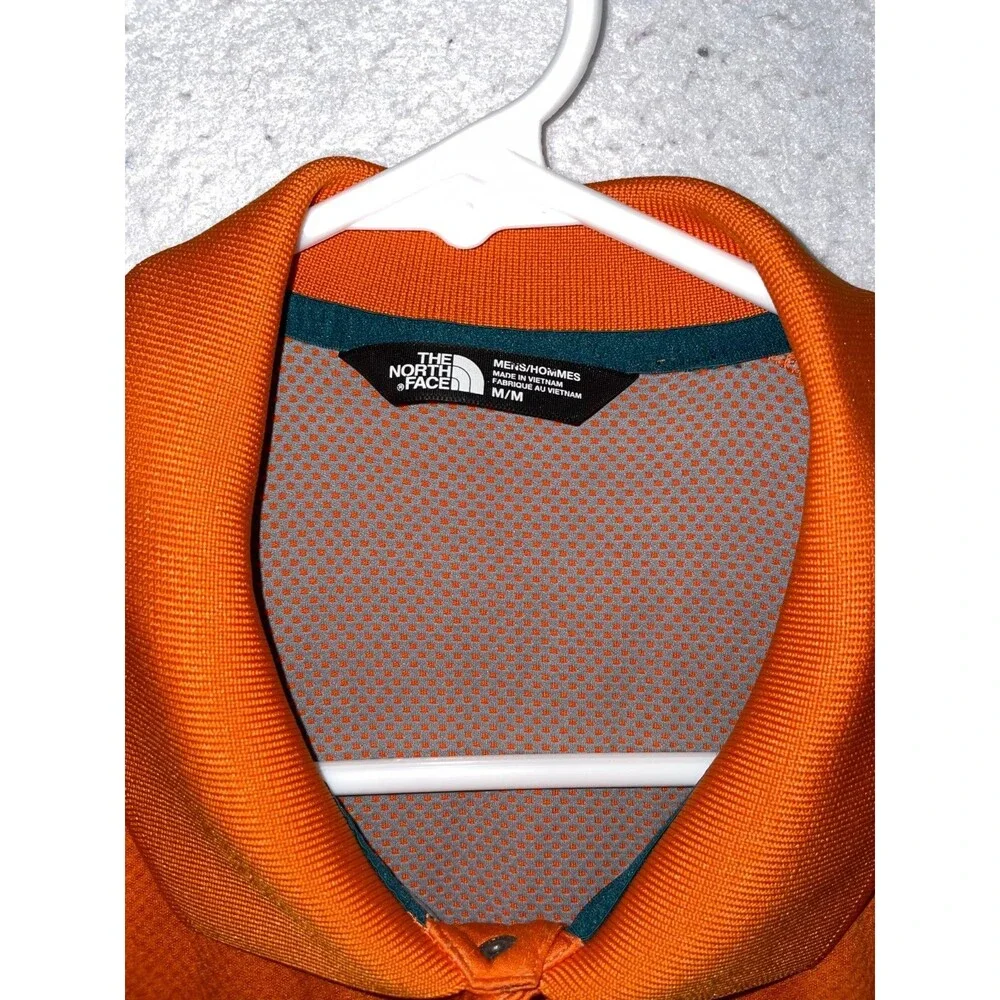 The North Face Shirt Mens M Orange Short Sleeve Horizon Polo Snap Button